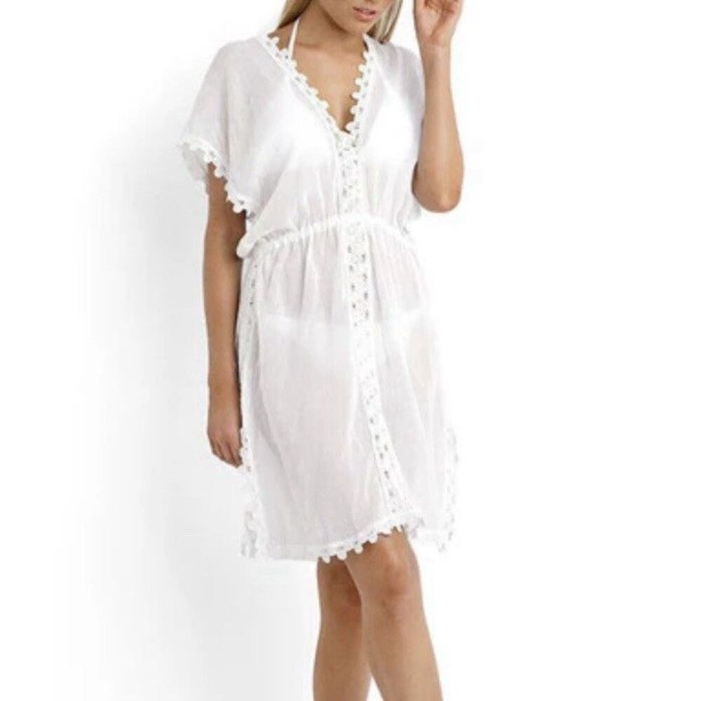 Seafolly Australia Field Of Dreams Gauzy Swim Beach Cover Up Dress Crochet Lace
